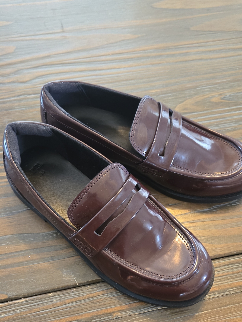 Zara Kid's Classic Penny Loafers in Burgundy